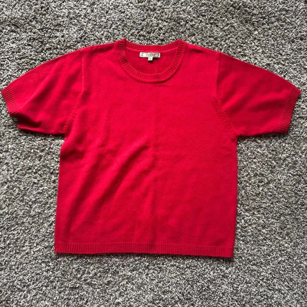 Focus U.S.A. Vintage Red Short Sleeve Knit Sweater